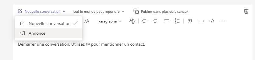 Teams - faire annonce